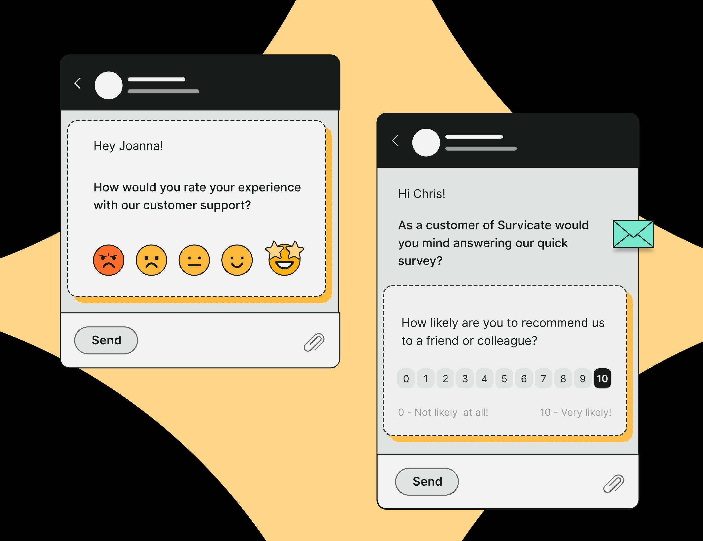 collect insights from customers after support chats
