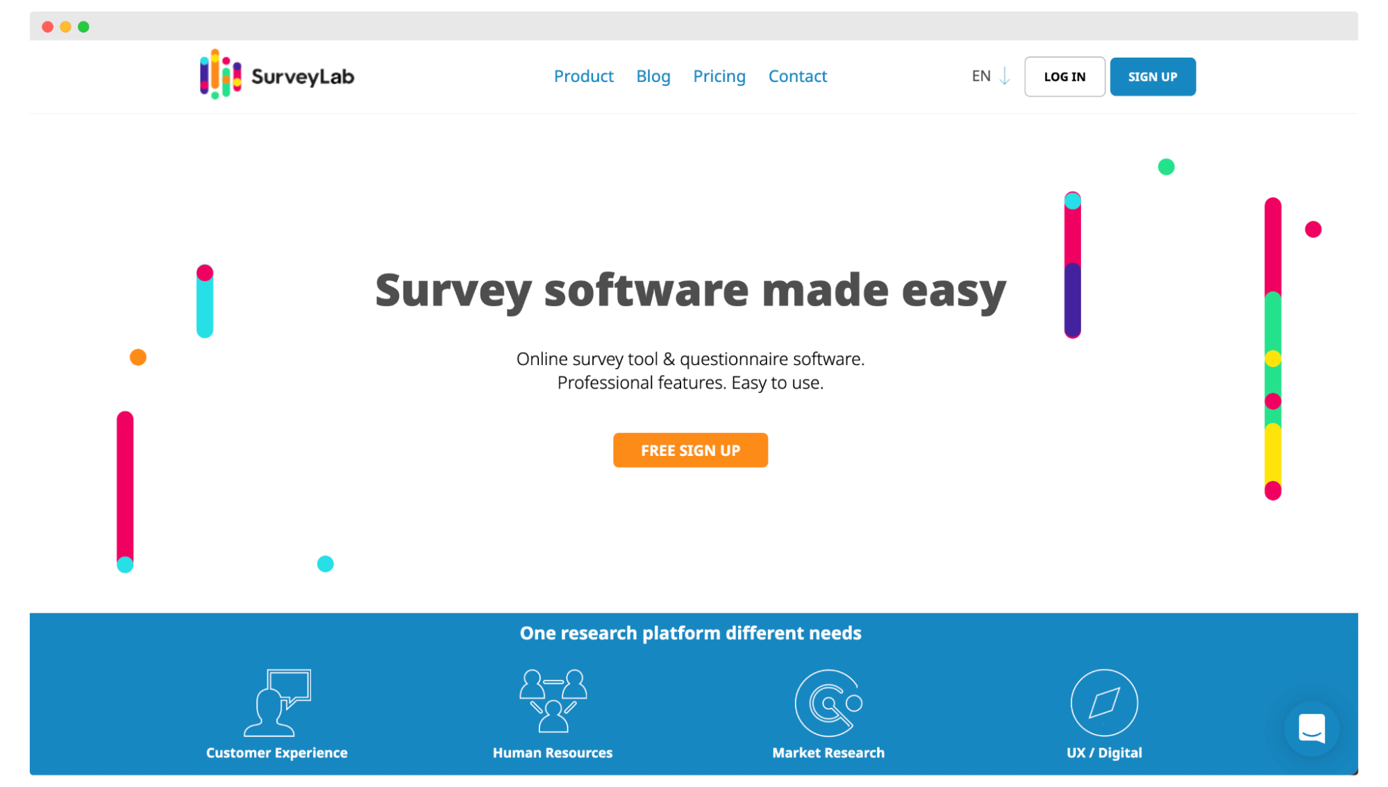 SurveyLab's homepage.