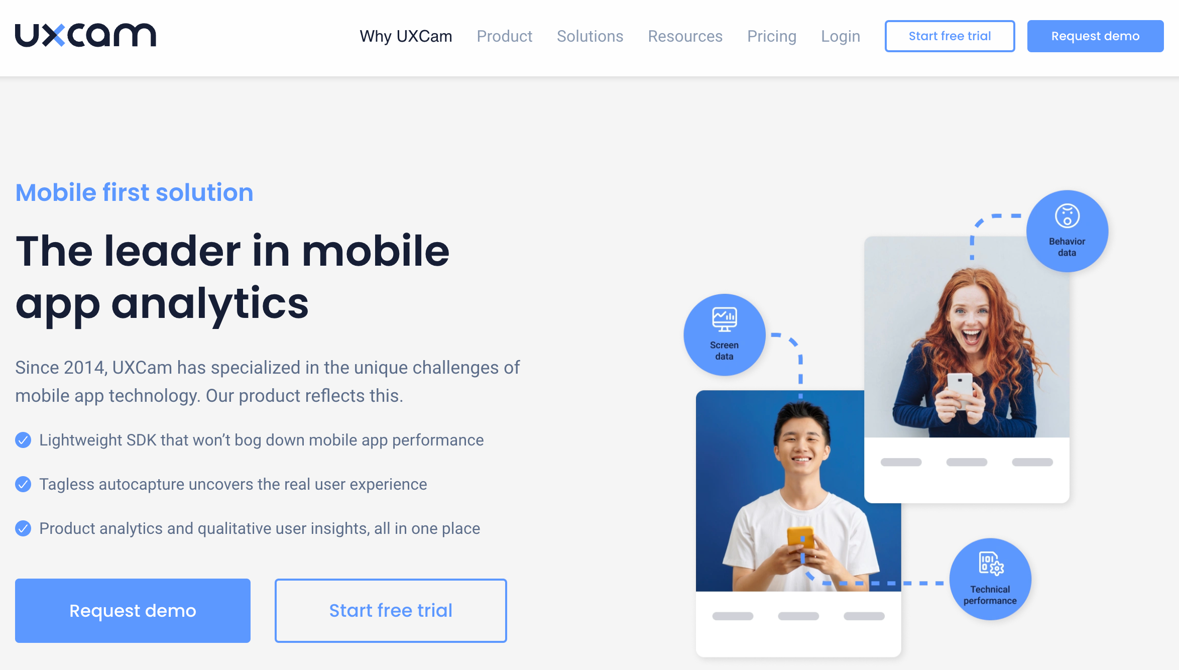 uxcam homepage