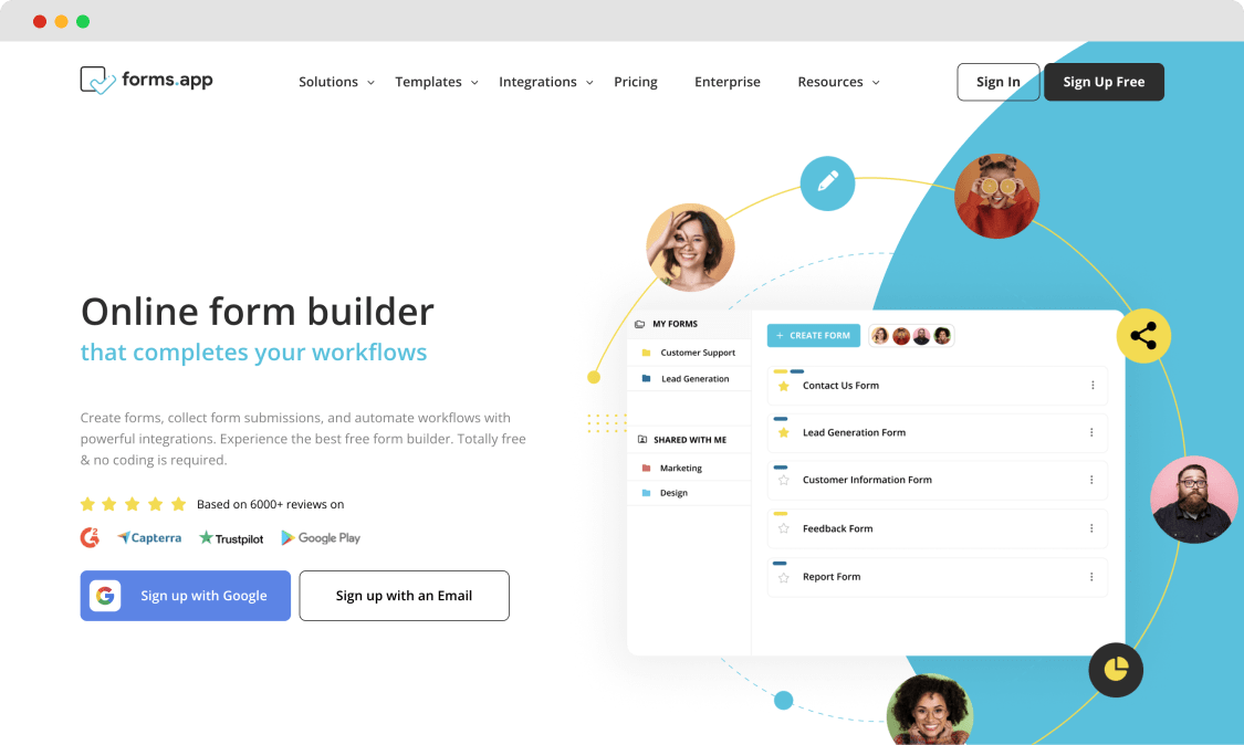 forms.app - a SurveyMonkey alternative for business usage - view of forms.app website.f
