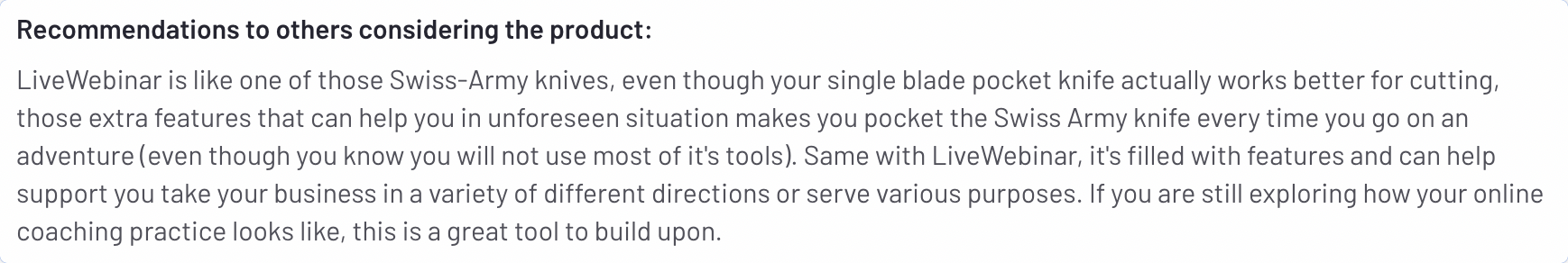 Customer Service Tools - LiveWebinar review