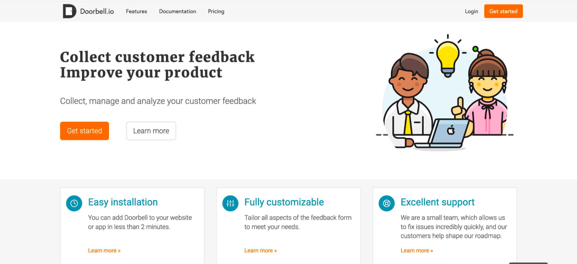Doorbell.io's homepage