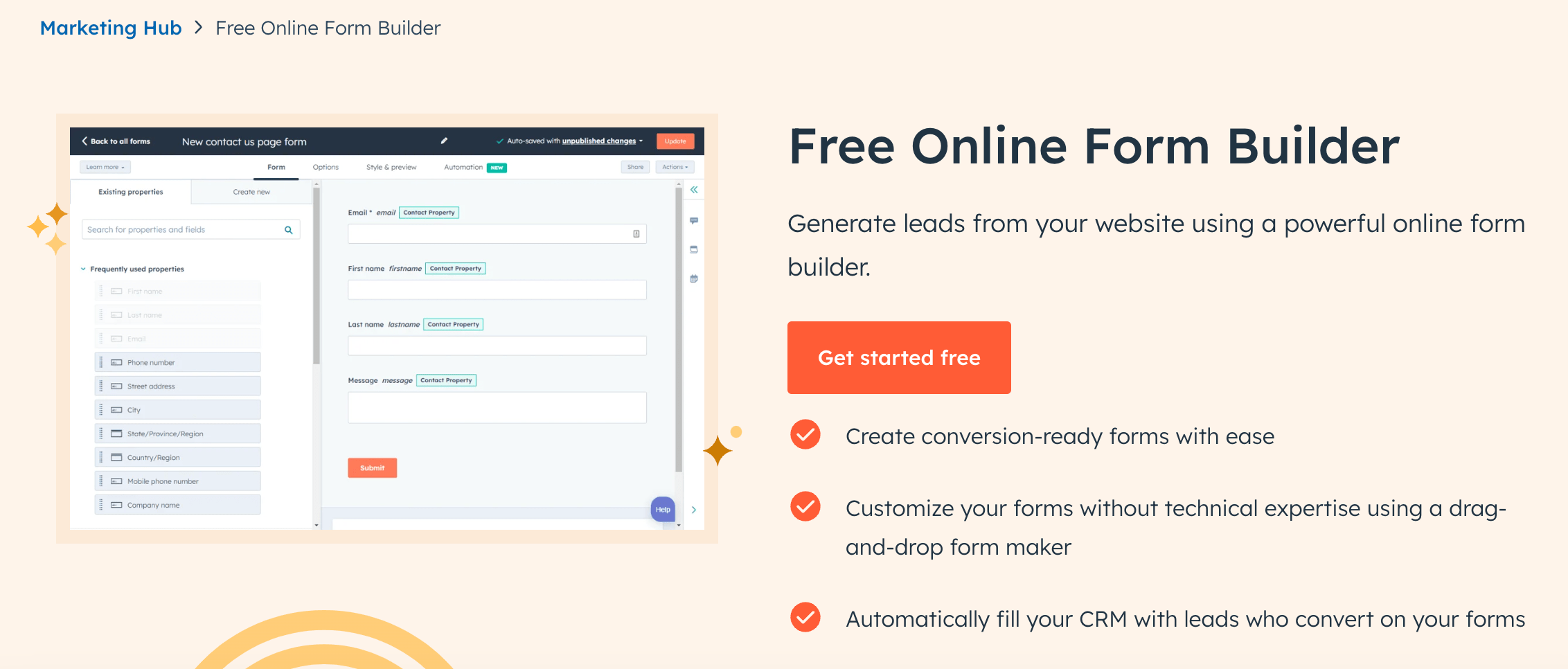 Free Online Form Buider from HubSpot.