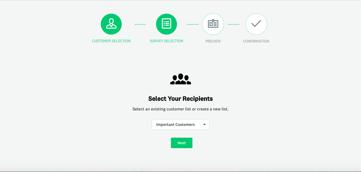 Choosing survey recipients in SurveyMonkey.