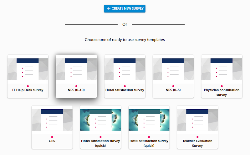Example survey templates from SurveyLab.
