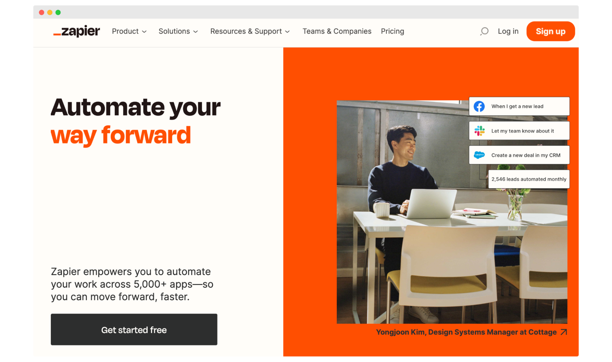 Zapier's homepage view.