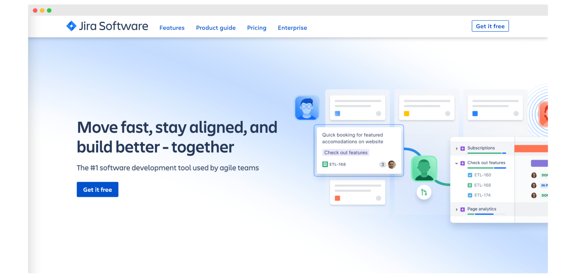Jira - an issue management software's homepage view.