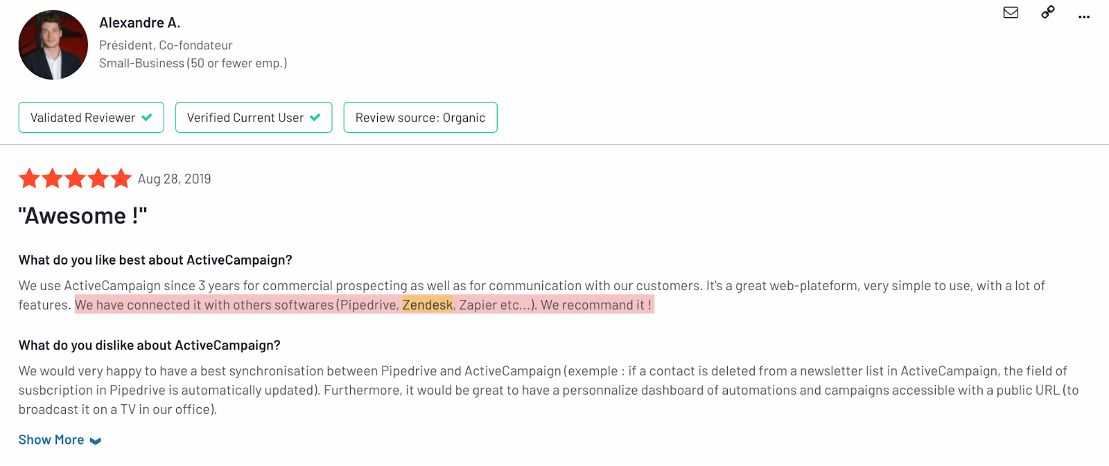 Zendesk Support x ActiveCampaign integration review